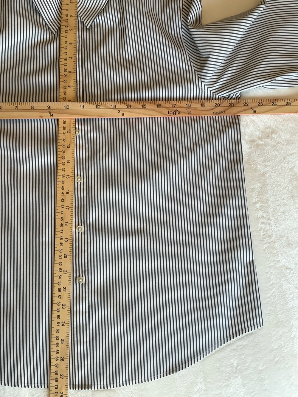 Jones New York Signature Non-Iron Striped Button Down Shirt Charcoal White L - Picture 5 of 9
